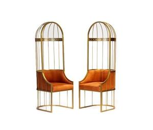 China Leisure Golden Stainless Steel frame Cage Arm Chair King Throne chair factory