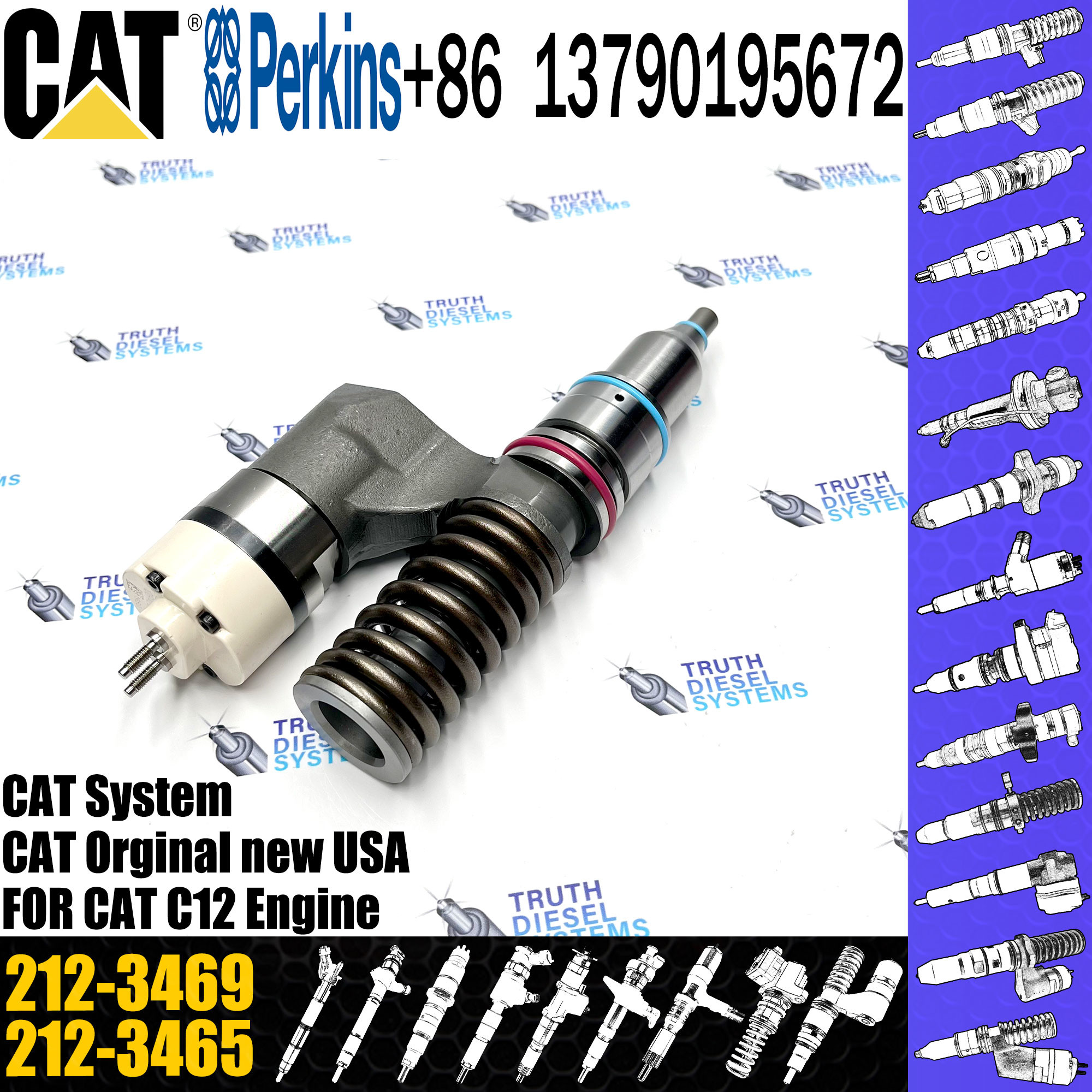 diesel fuel injectors 212-3463 212-3469 10R-1258 153-7923 10R-0963 212-3462 208-9160 0R-9595 for Diesel C12 Engine