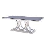 Rectangular Black Modern Glass Top Stainless Steel Coffee Table For Living Room