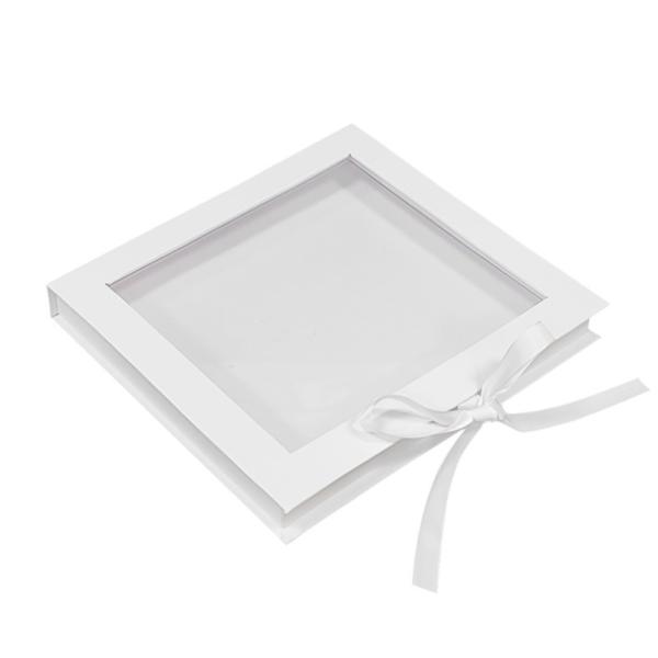 Square Cardboard Display Box Recycled Magnetic Closure Gift Box With Clear