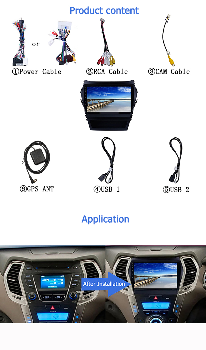 9" Android 10.0 Car DVD Player GPS Navigation Car Radio Head Units For Hyundai IX45 Santafe 2013-2017
