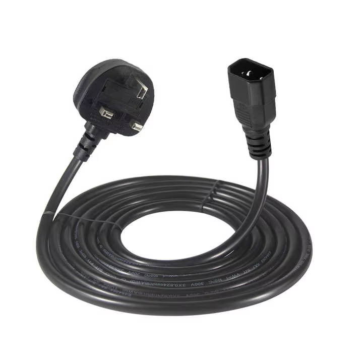 Locking UK Plug to IEC C14 Power Cord 1.8M 10A 250V