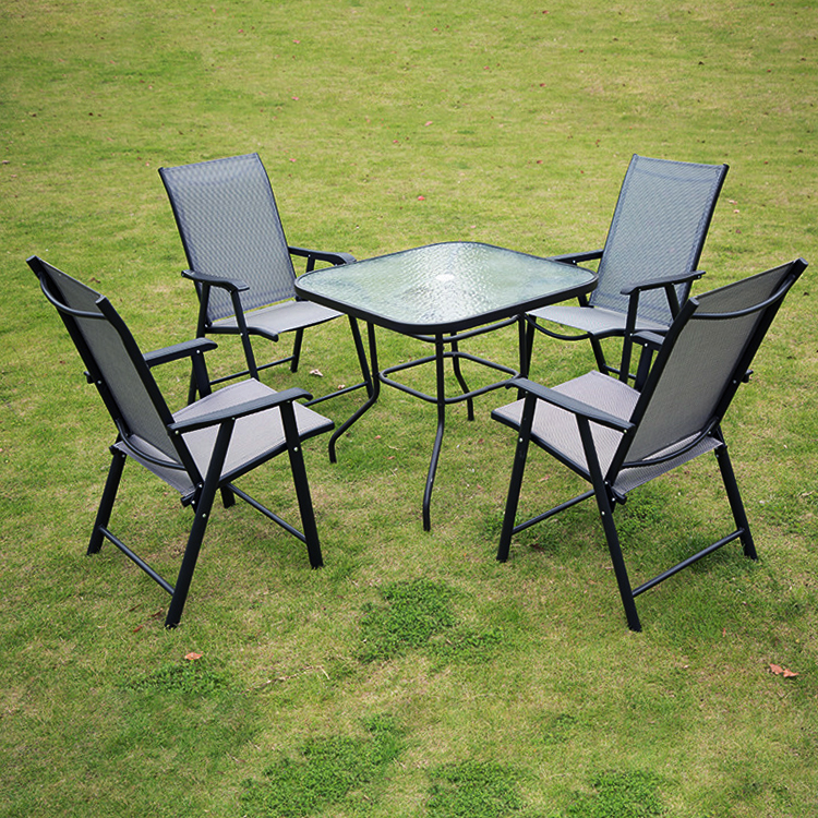 Mail Packing Square Dining Table and Teslin Chair Set for Outdoor Garden Cafe Restaurant