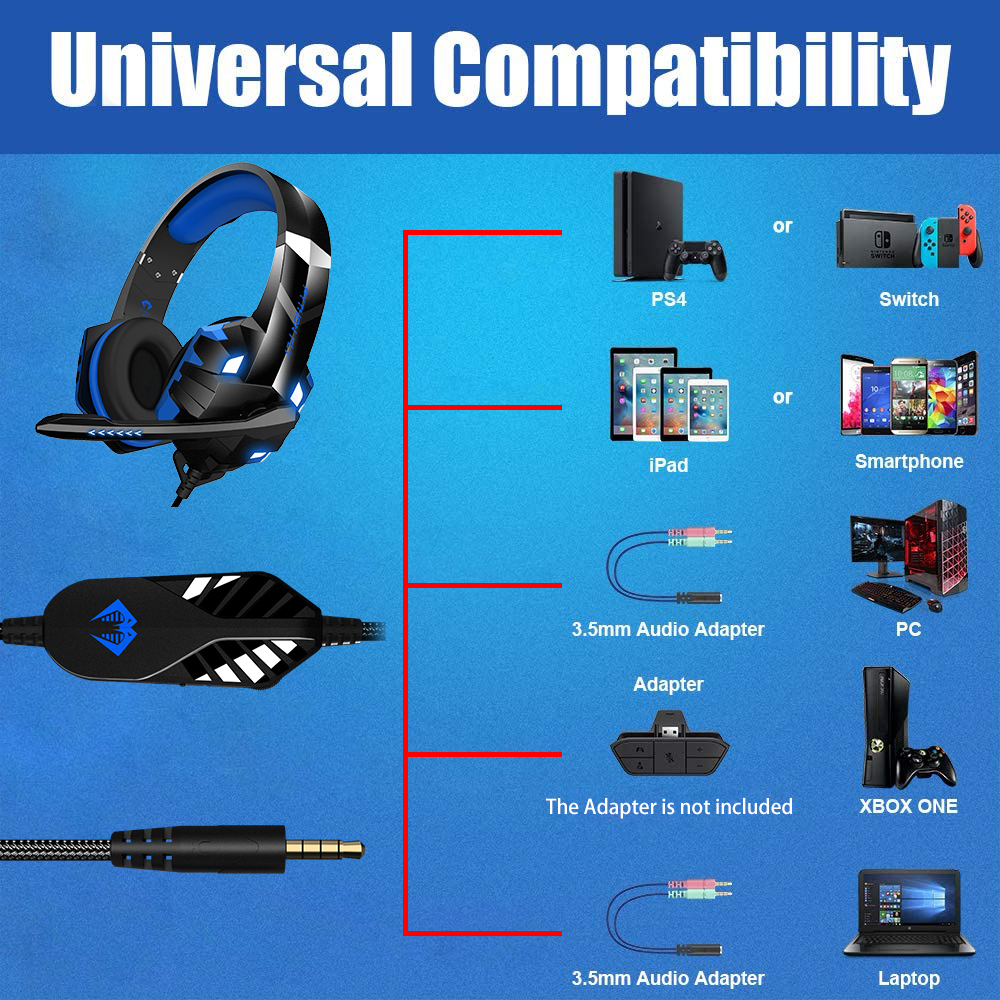 G9000 Max Headphone 7.1 Noise Canceling Gaming VR Headset Wired LED Design For PS5