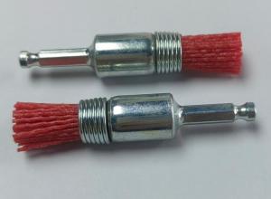 China Hex Shank 25mm Diameter Red Color Nylon Bristle Pilot Bonding End Brush for Deburring factory