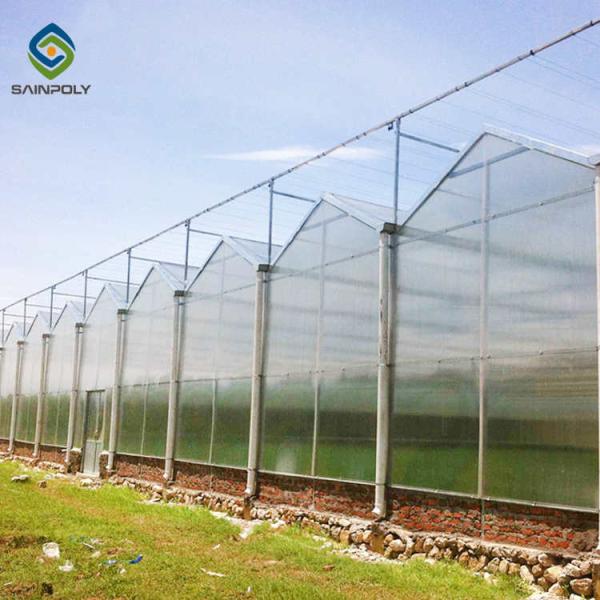 China 120km/H Multi Span Polycarbonate Greenhouse With Irrigation System factory