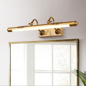 Adjustable Retro Bathroom LED Mirror Light Bronze Carved Bathroom Cabinet Vanity