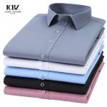 Men's Plaid Stripe Bamboo Business Casual Anti-Wrinkle Shirt Covered Button