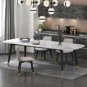 China OEM Luxury Dining Table And Chair Set Sintered Stone Top Nordic Style factory