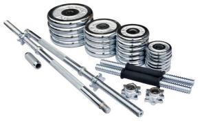 China 0.5kg 1.25kg 2.5kg 5kg chromed plate cast iron adjustable dumbbell barbell sets 50kg factory