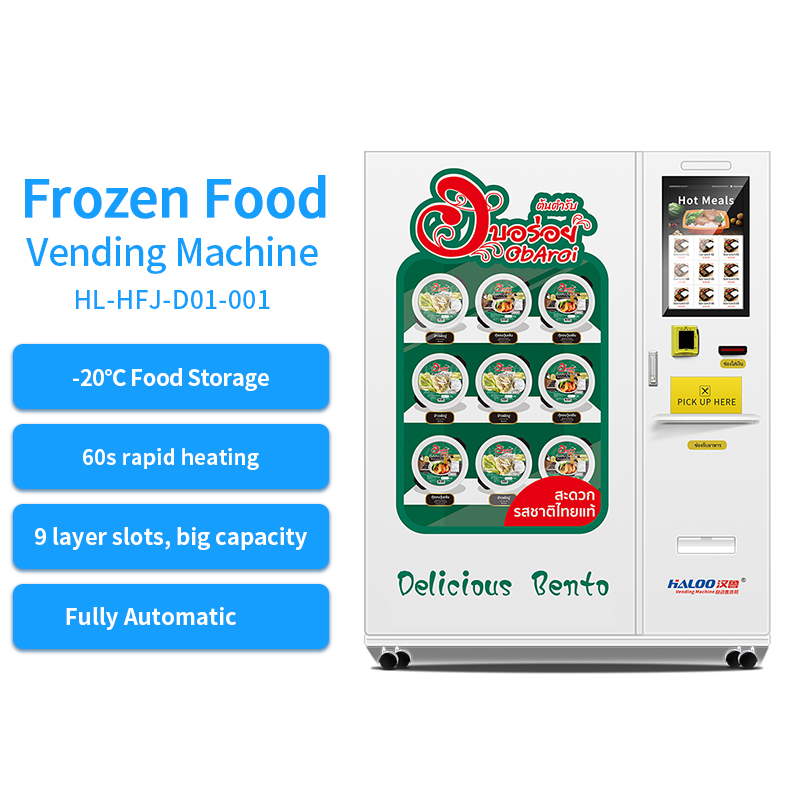 Fully Automatic Freezing Food Freezing Meals Lunch Box Vending Machine with Microwave Heating And Cutlery Pickup Port
