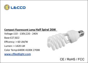 China 8000H Half Spiral Cfl Fluorescent Bulbs E27 Base Tricolor For Shop / Office factory