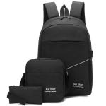 Sympathybag 3 Piece Men Laptop Backpack Anti Theft USB Charging Custom Logo