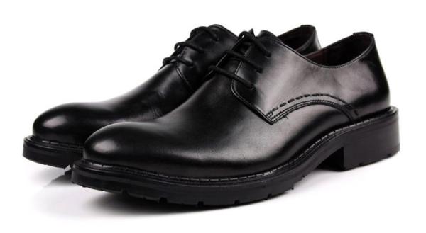 Handmade Footwear Mens Black Lace Up Dress Shoes Comfortable With Thick
