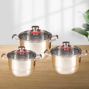 China Direct Selling 201 Stainless Steel Soup Pot Cookware Set Big Steamer Cooking Pot Set With Spacers factory