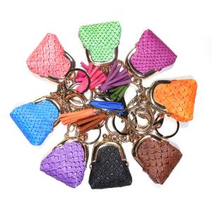 China ODM Snakeskin Custom Leather Keychain With Antique Brass Plating factory