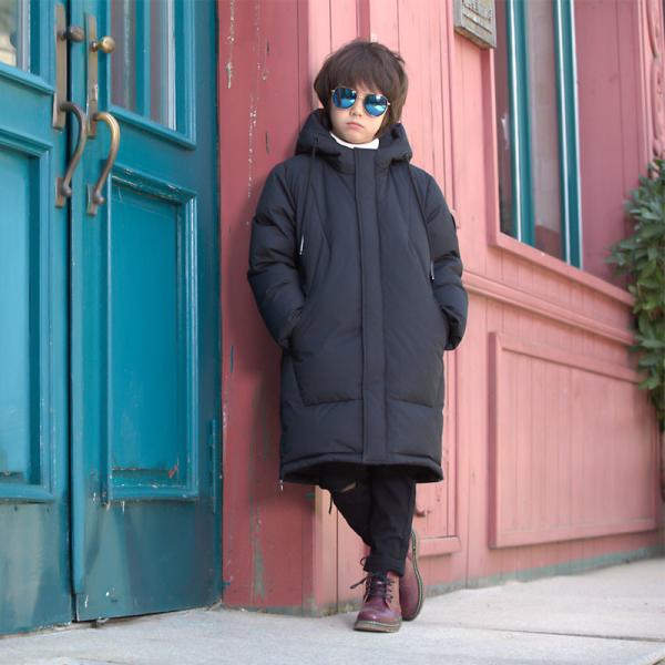 Bilemi Boys Long Winter Warm Korean Handsome Solid Color Thick Kid Down Jacket