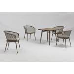 Alu Frame Outdoor Garden 4 Seat Square Aluminum Dining Set for Patio