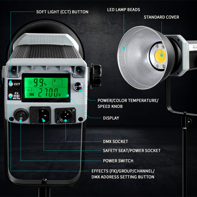 300W Aluminium alloy 10 effects 2700K-7500K professional equipment RGB LED Studio lights