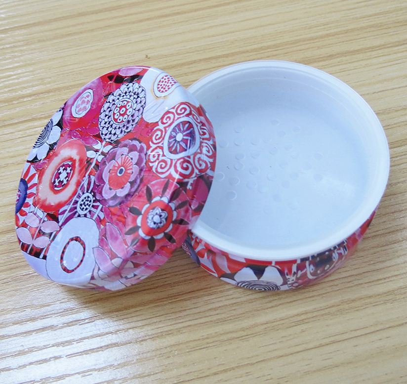D70x30mm Round Cosmetic Powder Make up Tin Box