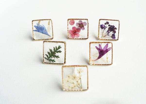 Nami Design Studio Handmade Plant Cube Real Flower Delicate Jewellery Earrings