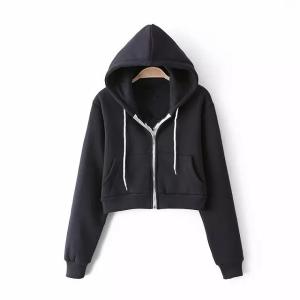 China Stylish Ladies Zip Up Hoodies , Oversized Cropped Sweatshirt OEM Service factory
