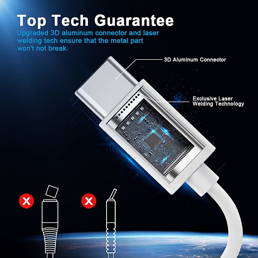 100W 5A USB C To USB C Cable Type C Charger Cord Compatible With MacBook Pro Air