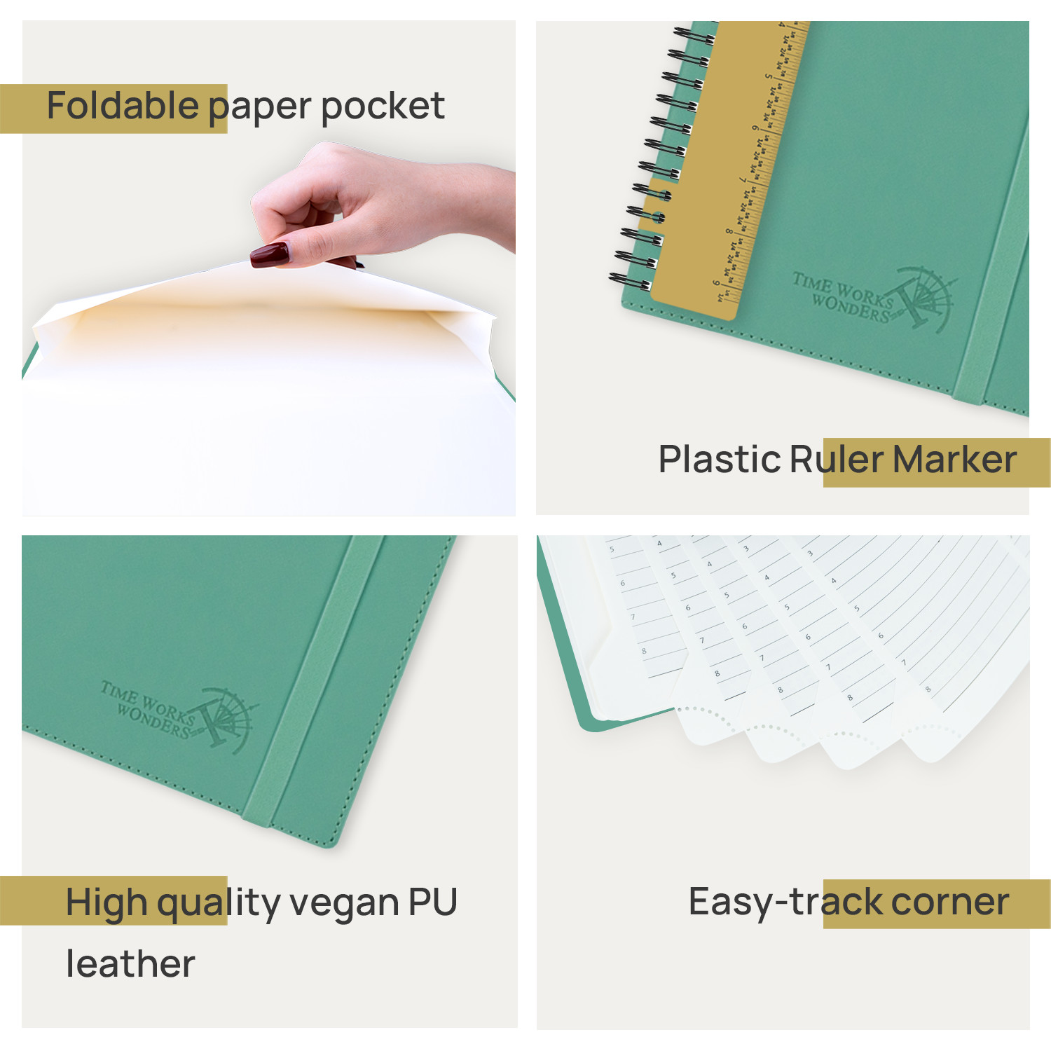 Week-To-Week Student Planner 22-23 Green 8.75'' x 6.5'' With Vertical Layout FSC 100 GSM Ivory Paper
