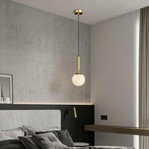 China Nordic Modern Hotel Lighting Brass Copper Chandelier Lamp White Glass Ball Led Pendant Light factory