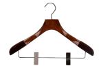 Betterall Solid Wood Velvet Shoulder Wooden Coat Hanger with Clip