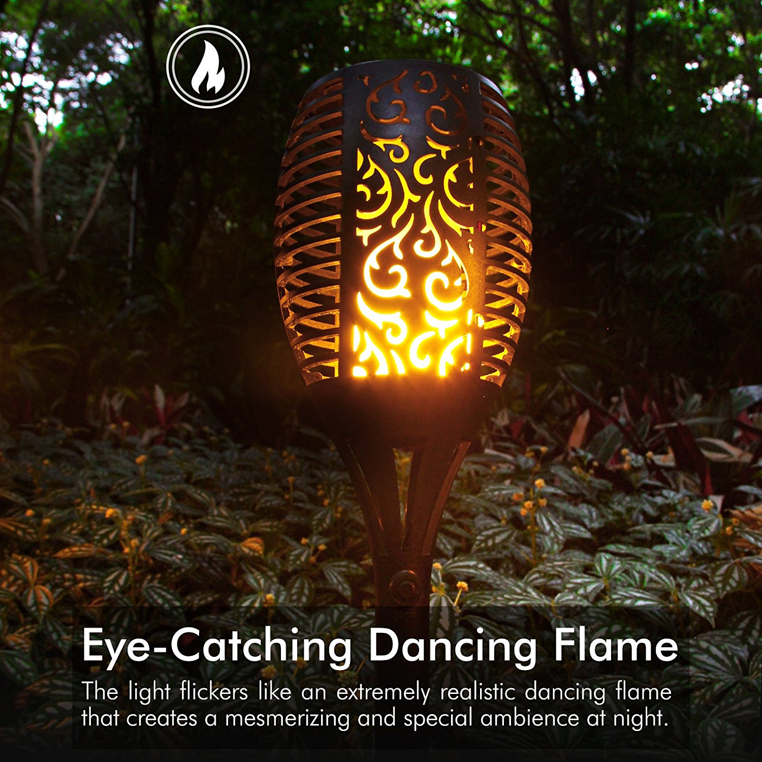 led flame torch garden multi-color flashing solar