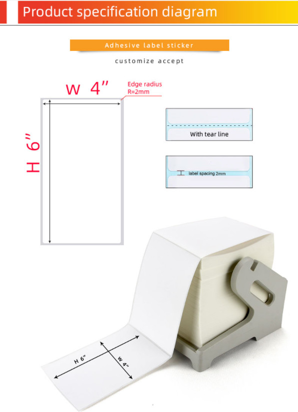 Oil Proof Sticky Label Roll A6 4x6 Shipping Label Paper