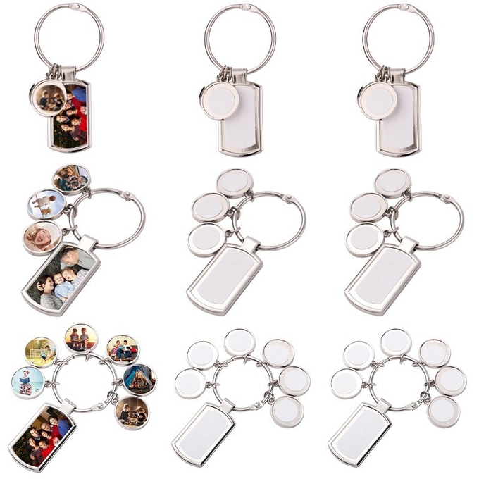 DIY Creative Gift Sublimation Blank Keyring Pendant with Printable Metal insert