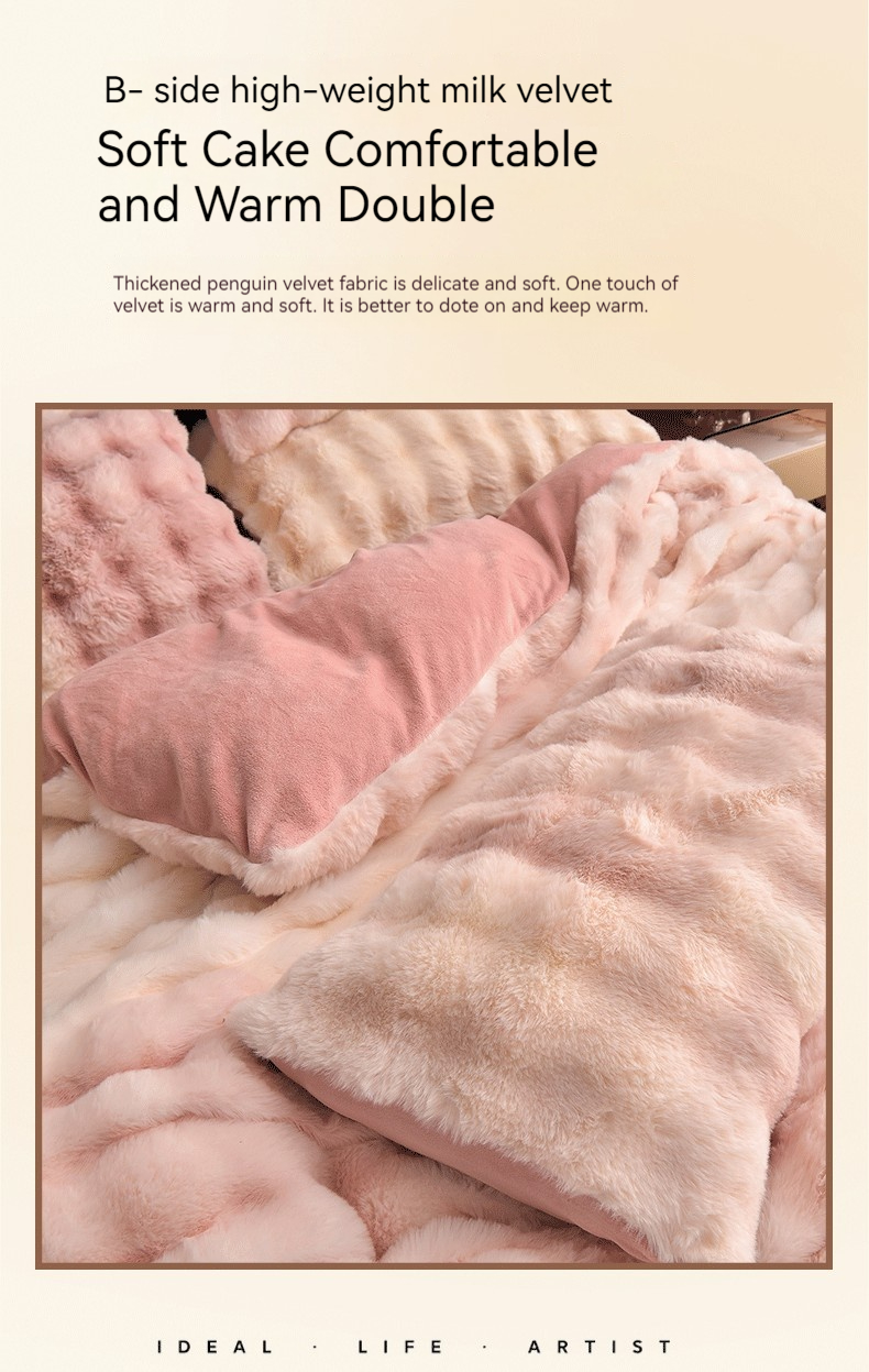 2023 Hot Rabbit Hair 4-Piece Set in Rabbit Velvet Milk Velvet for Nondisposable Home