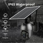 Black Weatherproof Solar SIM Card Camera , Outdoor PTZ Solar Camera 4G