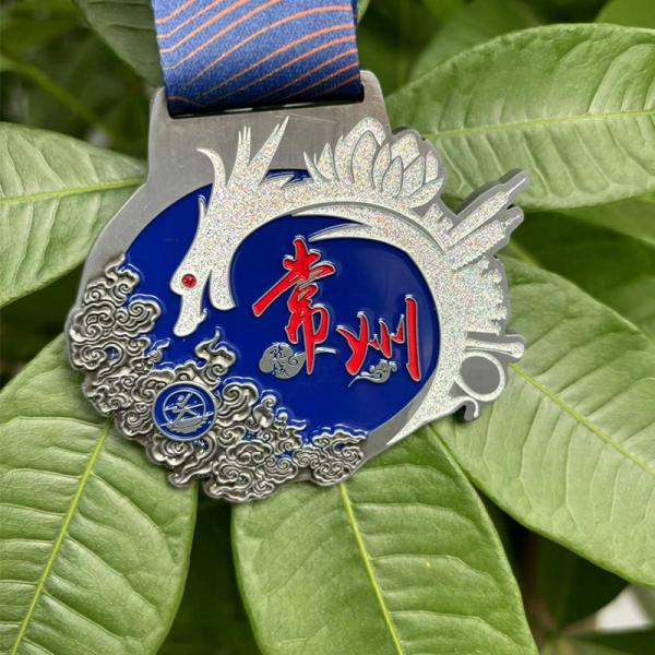 Die-struck Engraving Medal Covered in Glitter