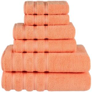China Child-Proof Luxury Dobby Border 6 Pieces 100% Cotton Towel Set for Bathroom Shower factory