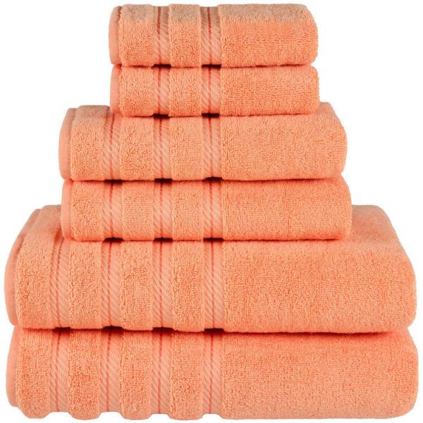 Child-Proof Luxury Dobby Border 6 Pieces 100% Cotton Towel Set for Bathroom