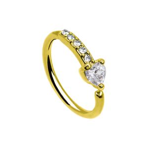 China Heart Zircon Stones Nose Piercing Jewellery Gold Septum Clicker Hypoallergenic factory