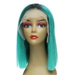 Brazilian Colored Bob Wigs 1B Lake Bule # 13x4 Lace Closure Soft And Smooth
