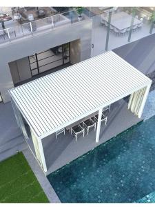 China Outdoor Villa Pergola Motorized Louver With LED Lighting factory
