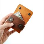 Business Gift Brown Genuine Leather Credit Card Wallet for Men Cowhide Card