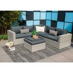 AJUNION Outdoor L Shape Rattan Corner Sofa Set Patio Furniture W155 x D85.5 x