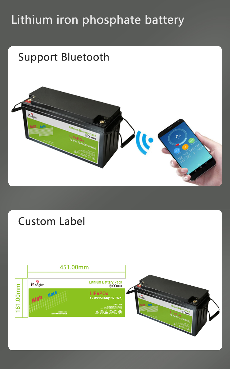 Solar 12.8V 150Ah Rv Backup Battery LiFePO4 Lead Acid Replacement Battery