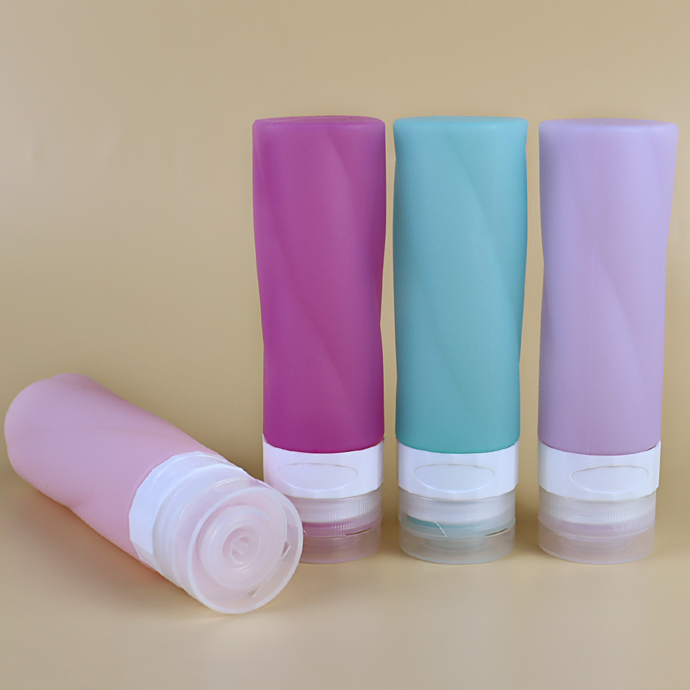 Makeup Silicone Squeeze Refillable Travel Containers Pink Braid Shape 3oz