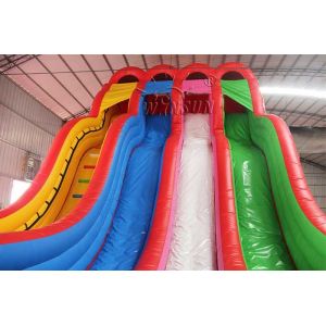 Four Lane Inflatable Dry Slide , Beautiful Rainbow Huge Blow Up Slide