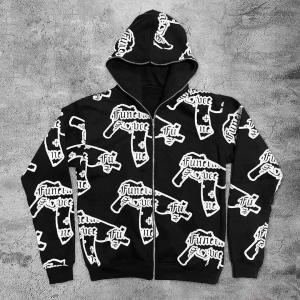 China Colorful Custom Face Men'S Full Zip Up Hoodie Cotton French Terry Blanks All Over Print Unlined factory
