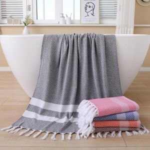 Lightweight Tassel Beach Towel Absorbent Soft Peshtemal Beach Towel