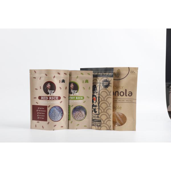 China Custom Biodegradable PLA Kraft Paper Zipper Pouch Stand Up Tea Food Packaging factory