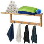Modern and Functional Solid Bamboo Wooden Bathroom Shelf with 4 Stainless Steel
